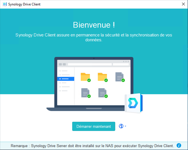 Synology Drive Client écran de bienvenue
