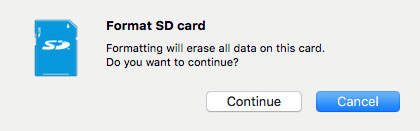 SD Card Formatter Confirmation
