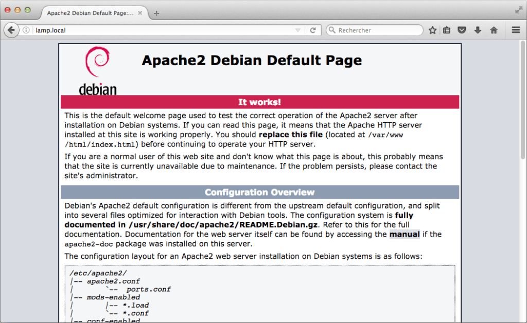 LAMP page de test Apache2